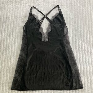 Victoria’s Secret Slip/Chemise, Black Satin and Lace, Large
